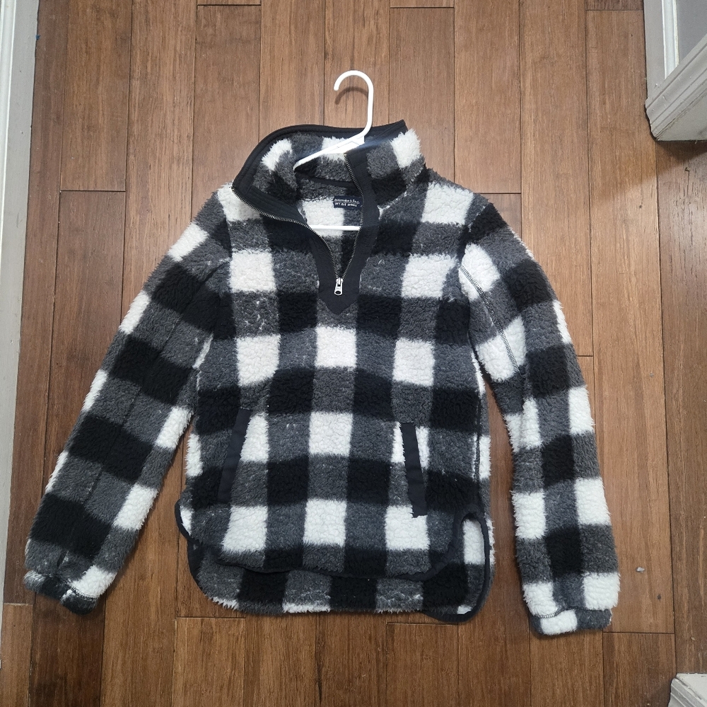 Abercombie And Fitch Buffalo Check Half-Zip Sherpa Pullover